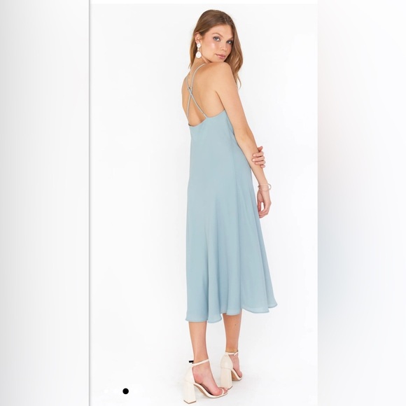 Show Me Your Mumu Verona Cowl Dress Silver Sage Crisp NWT - Picture 3 of 7